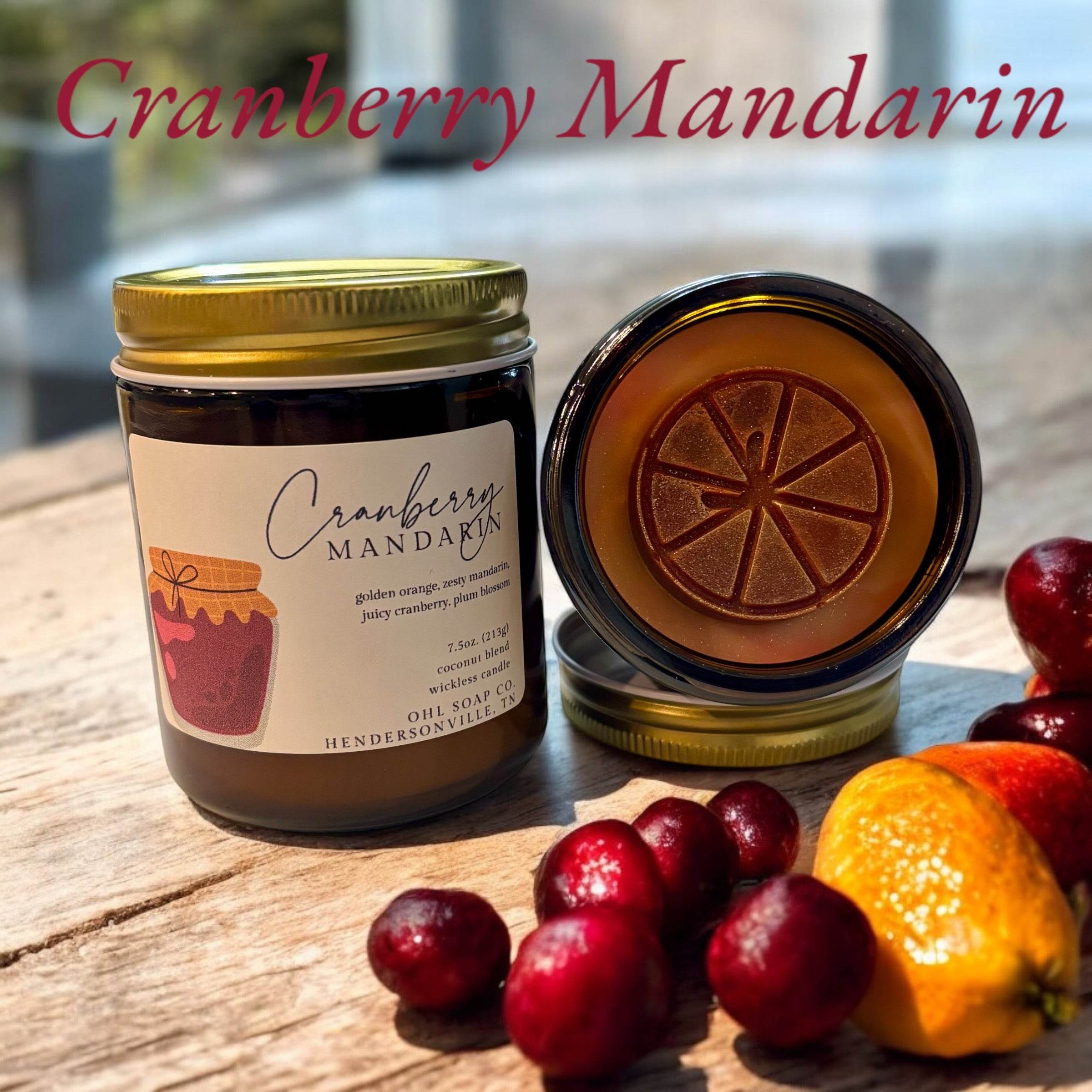 Cranberry Mandarin Wickless Candle - Old Hickory Lake Soap Co.