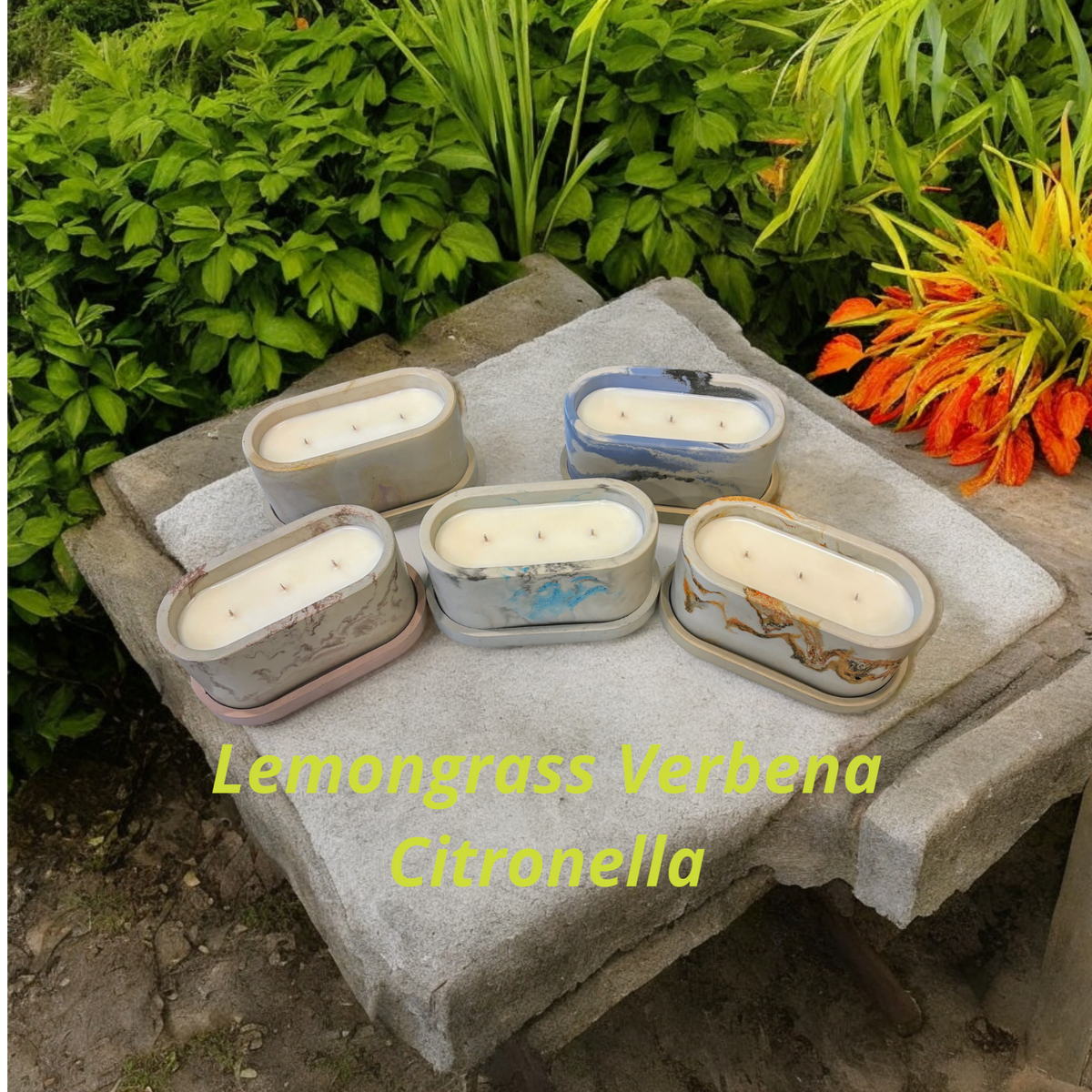 Lemon Verbena & Citronella Oval Concrete Candle