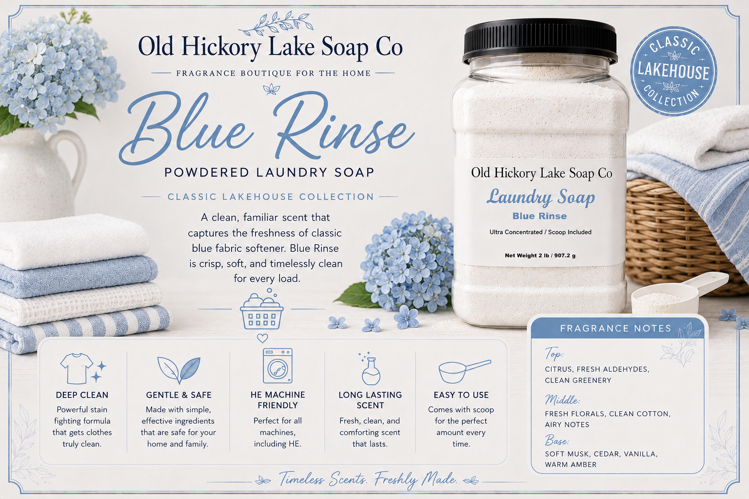 The Classic Lakehouse Laundry Powder  by Old Hickory Lake Soap Co.