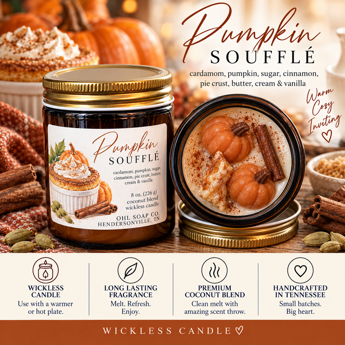 Pumpkin Soufflé Wickless Candle