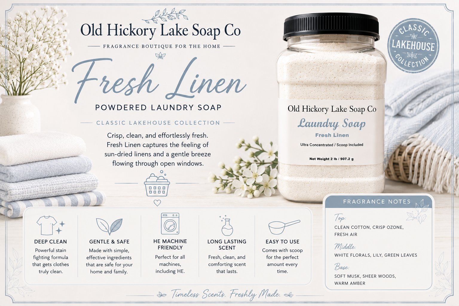 The Classic Lakehouse Laundry Powder  by Old Hickory Lake Soap Co.