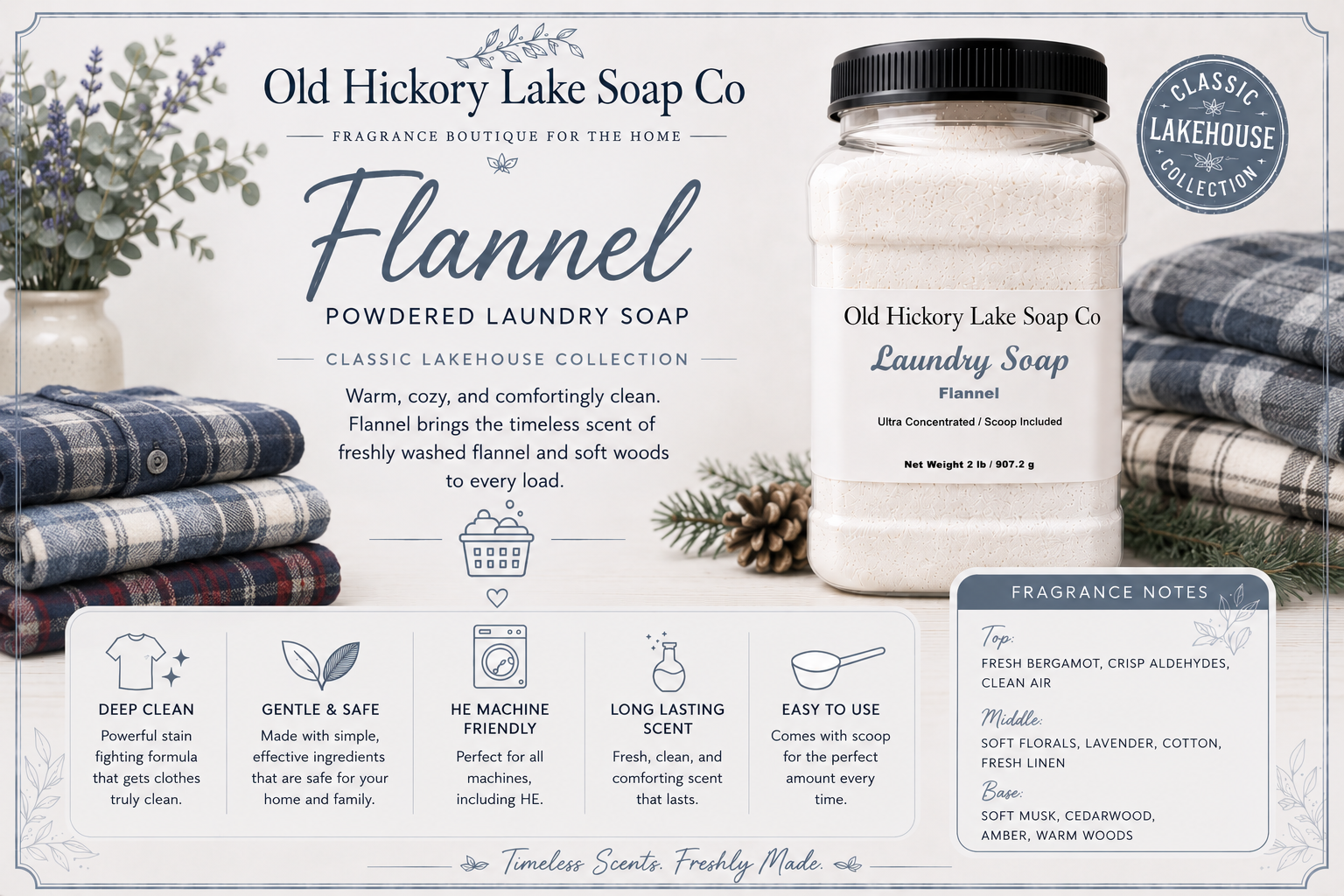 The Classic Lakehouse Laundry Powder  by Old Hickory Lake Soap Co.